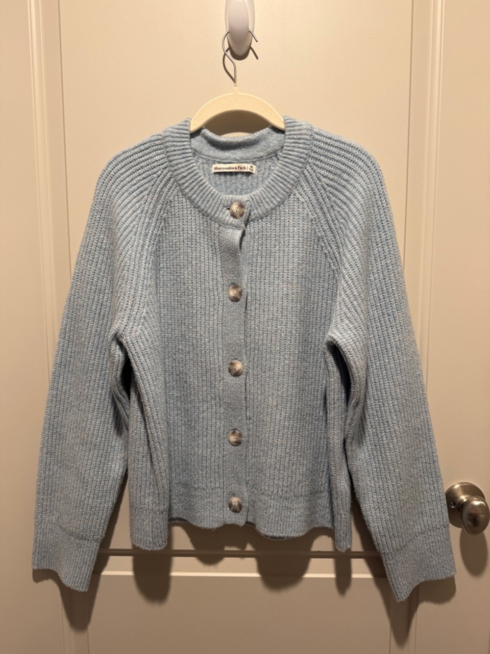Abercrombie & Fitch Pale Blue Ribbed Button Cardigan